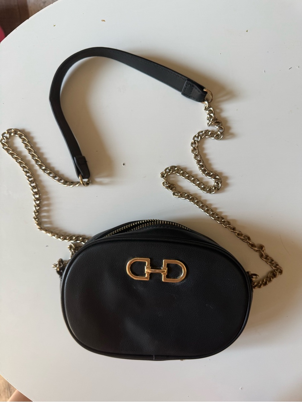 H&M Black Crossbody Bag with Gold Hardware